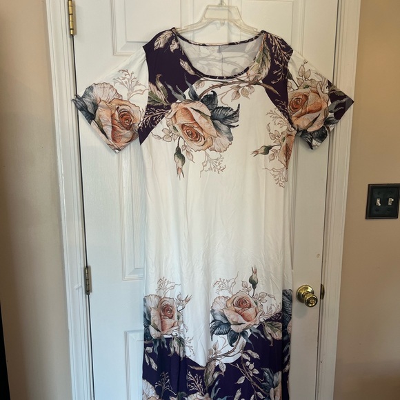 Women's Plus Size Elegant Floral Print Color Block Long Maxi Dress 18W & 22W - Picture 9 of 9